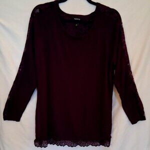 Long-sleeved Sweater, Torrid, 0, Purple, Lace, High-Low, Excellent